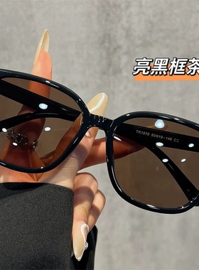 方形大框茶色墨镜男女款可配近视带度数防紫外线开车偏光太阳眼镜