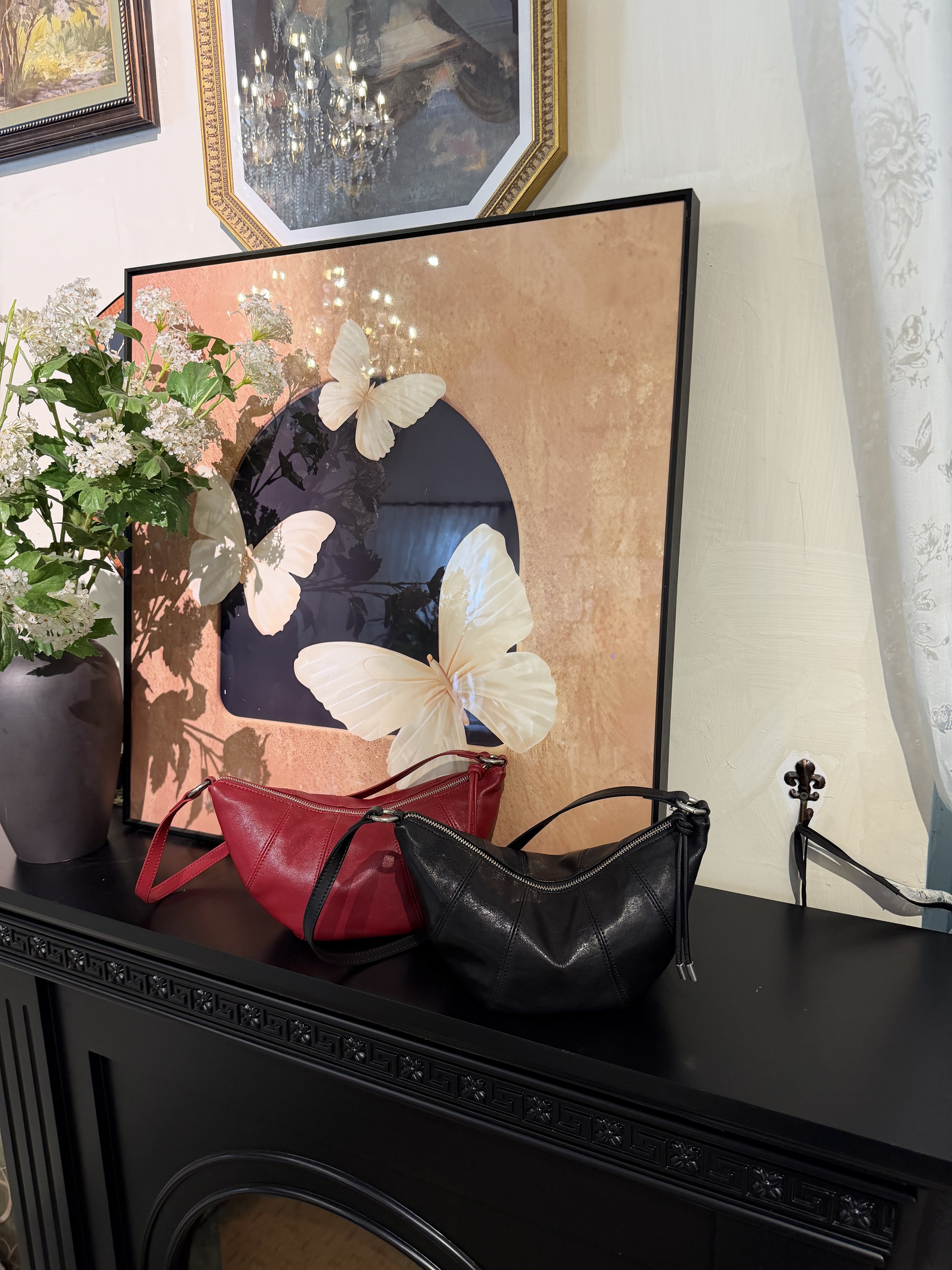 【慕懿时袋】轻复古可颂小包包森饺子包牛角单肩手机斜挎包77704