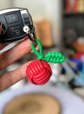 平安果小挂件真皮车钥匙扣包挂饰精致手工圣诞小礼品