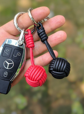 汽车钥匙扣手工编织球钥匙链挂件高档简约包挂饰创意个性一对礼物