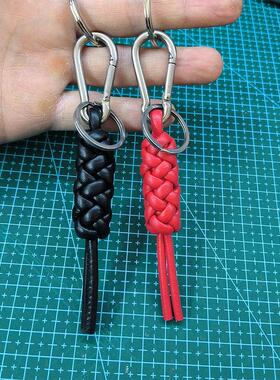 小众独特汽车钥匙扣真皮编织结挂件包包挂饰高级腰挂节日礼物
