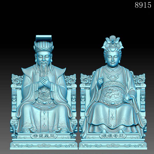玉皇大帝王母娘娘编号8915三维立体图圆雕stlOBJ文件雕刻机3d打印