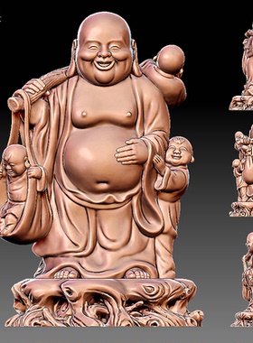 Y194弥勒童子雕刻图北京精雕STL3D模型OBJ三维立体圆雕图