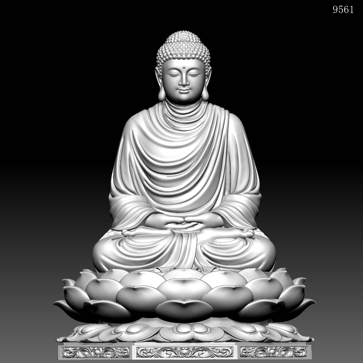 9561如来佛像圆雕图Zb精修图雕刻机3D打印文件STL格式OBJ精雕