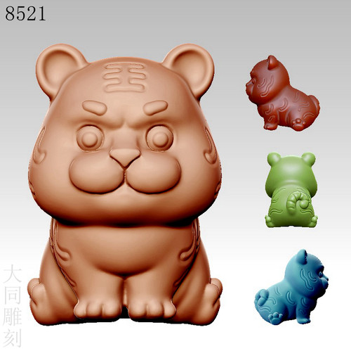 8521老虎模型格式有OBJ和STL三维立体图3D打印图圆雕图电脑雕刻图