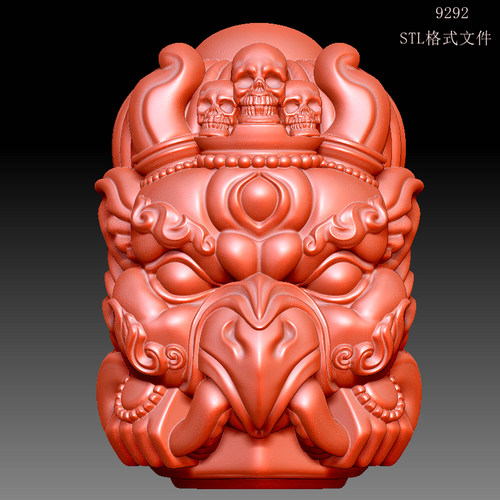 9292金翅大鹏鸟头手串圆雕图圆雕图雕刻机3D打印素材STL格式模型