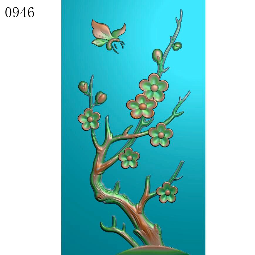 梅花梅花0946玉雕浮雕图北京精雕jdp灰度图bmp挂件素材浮雕图