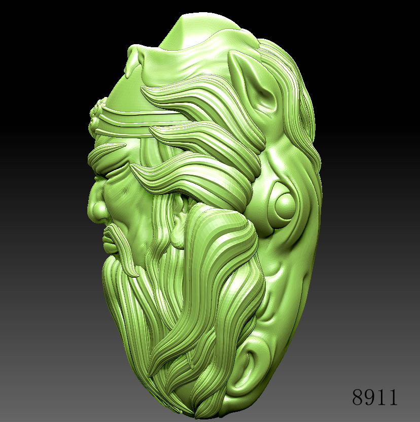 核雕马头关公编号8911三维立体图圆雕stlOBJ文件雕刻机3d打印模型