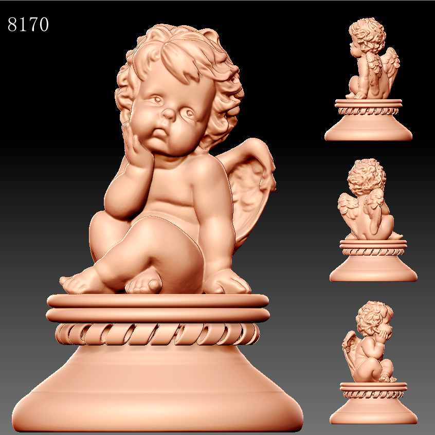 8170小天使雕刻图圆雕图三维立体图stl,obj,max格式圆雕图