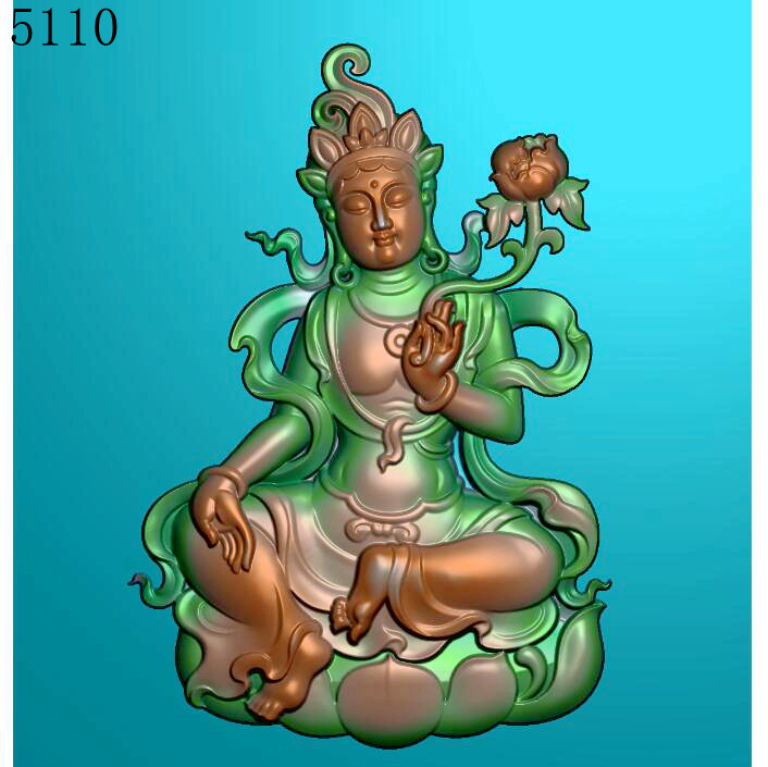 5110观音度母北京精雕图jdp和灰度图bmp的挂件电子版浮雕图玉雕