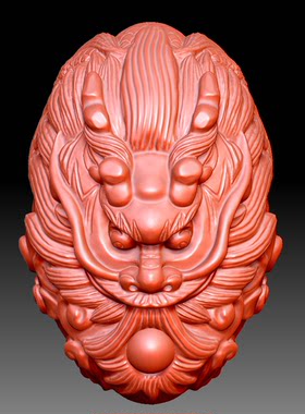 Y081雕刻图三维立体精雕图四轴圆雕图STL3D模型龙头核雕圆雕图