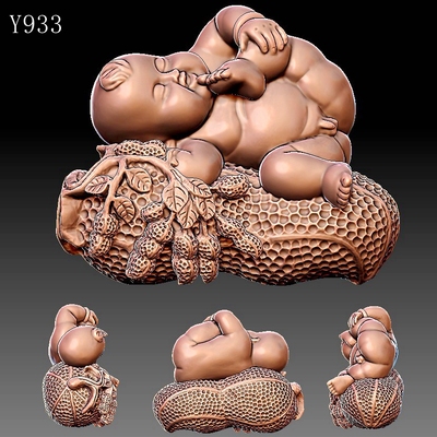 Y933早生贵子多子多福雕刻图圆雕图三维立体图STL3D模型