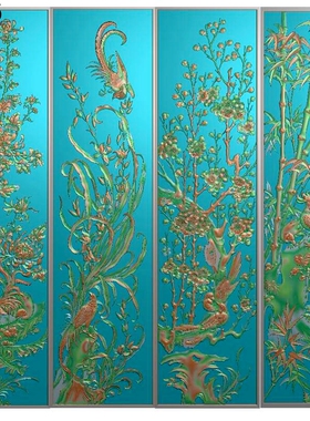 长梅兰菊竹2796雕刻图北京精雕JDP灰度图BMP电脑浮雕图