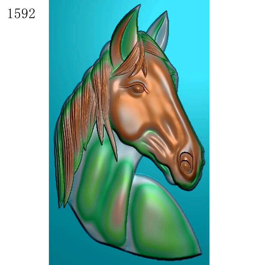 马头1592雕刻图北京精雕图jdp灰度图bmp挂件素材浮雕图