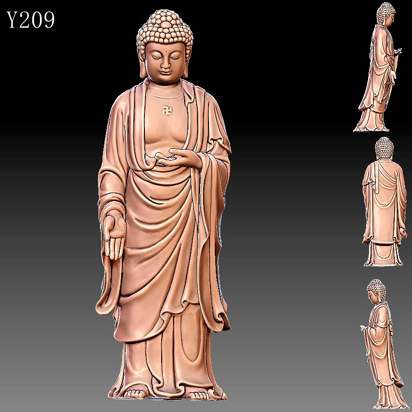 Y209精致释迦站像雕刻图三维立体精雕图圆雕图STL3D模型