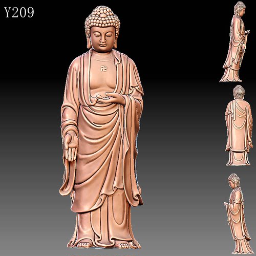 Y209精致释迦站像雕刻图三维立体精雕图圆雕图STL3D模型