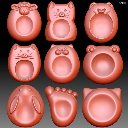 9904小羊猫兔手指搓圆雕图雕刻机3D打印素材STL格式模型图OBJ精雕