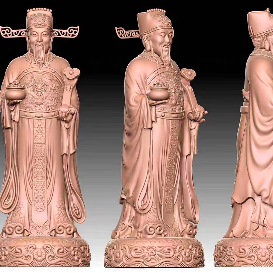财神爷站立神像三维立体圆雕图四轴stl文件比干文财神摆件3d模型