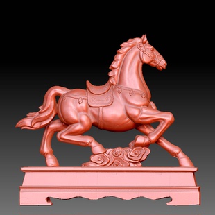 9456生肖马圆雕图雕刻机3D打印素材STL格式模型图OBJ精雕