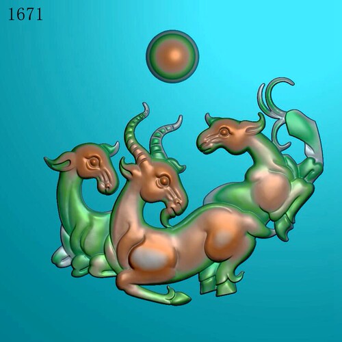 羊1671雕刻图北京精雕JDP灰度图BMP挂件素材浮雕图