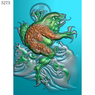 5275宝招财蛤蟆玉雕刻北京精雕JDP灰度图BMP年挂件素材浮雕图