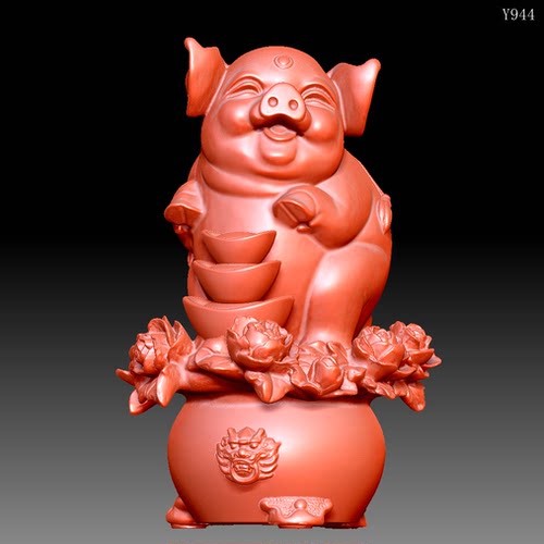 雕刻图北京精雕STL模型三维立体圆雕图Y944富贵猪圆雕图