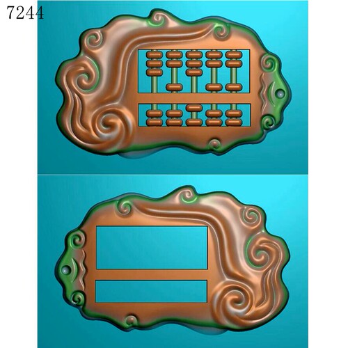 7244如意算盘北京精雕JDP灰度图BMP挂件素材浮雕图