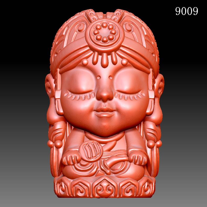 扎基拉姆编号9009三维立体图圆雕图stlOBJ文件3d打印精雕