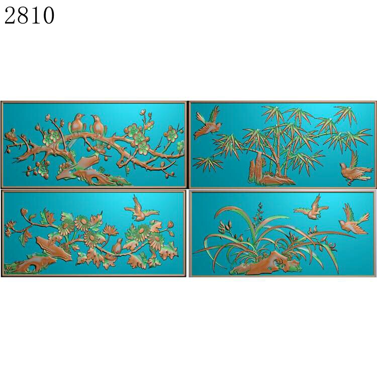 梅兰竹菊四季花2810雕刻图电脑雕刻图精雕图jdp文件灰度图浮雕图怎么看?