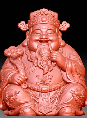 9800财神圆雕图雕刻机3D打印素材STL格式模型图OBJ精雕