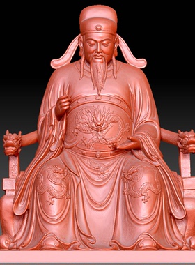 9348文昌帝君圆雕图雕刻机3D打印素材STL格式模型图OBJ精雕