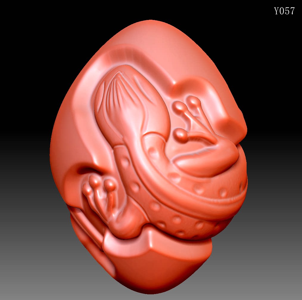 Y057雕刻图1三维立体精雕图四轴圆雕图STL3D壁虎橄榄核雕圆雕图