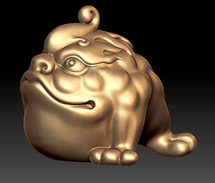 8066三足金蟾stl格式obj格式圆雕图电脑雕刻图立体图雕刻圆雕图