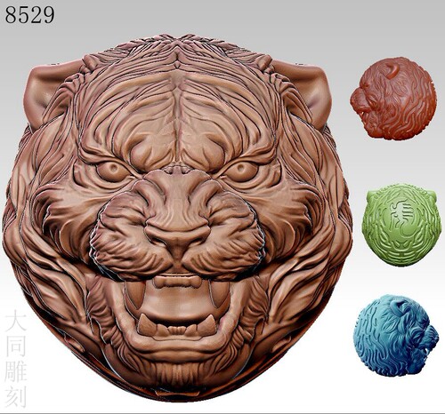 8529老虎珠格式有OBJ和STL三维立体图3D打印图圆雕图电脑雕刻模型