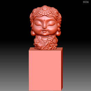 9556宝宝佛度母印章圆雕图雕刻机3D打印素材STL格式模型图OBJ精雕