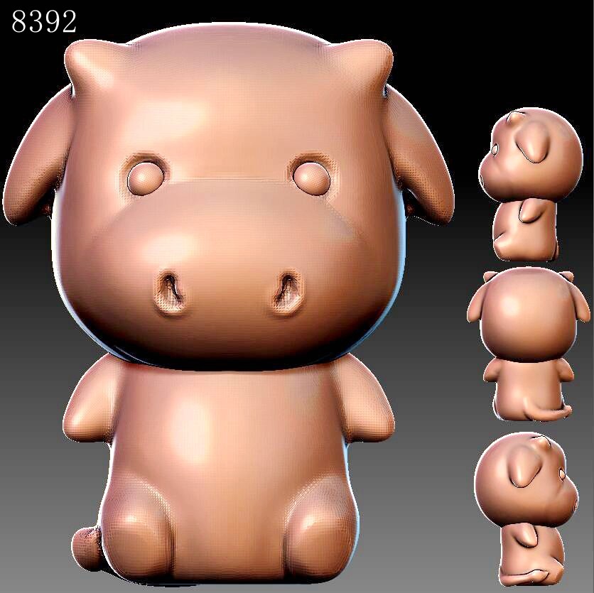 8392卡通牛圆雕图stl格式obj三维立体图3d打印图精雕可以做路径