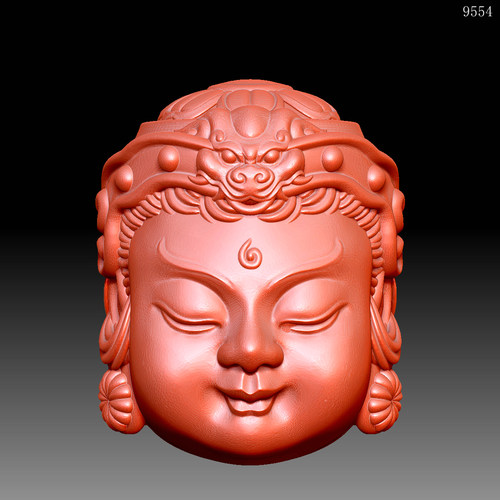 9554韦陀头圆雕图雕刻机3D打印素材STL格式模型图OBJ精雕