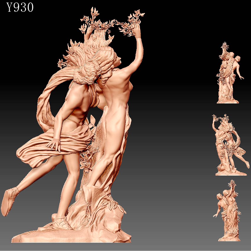 雕刻图三维立体圆雕图stl3d模型y930阿波罗和达芙妮圆雕图