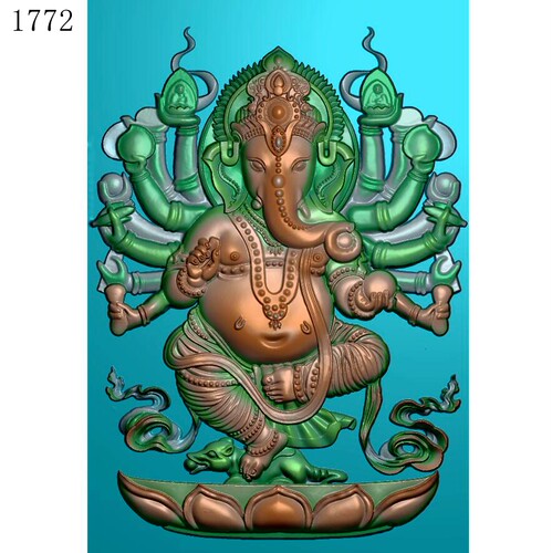 千手象1772玉雕图雕刻素材北京精雕JDP灰度图BMP挂件素材浮雕图