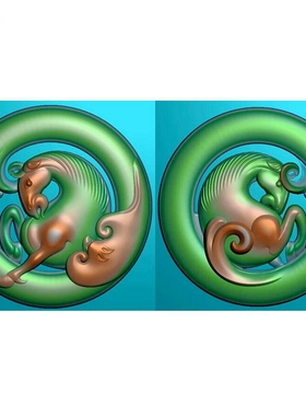 8415镂空马精雕图JDP格式灰度图BMP格式浮雕挂件图电脑雕刻图