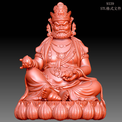 9339黄财神圆雕图雕刻机3D打印素材STL格式模型图OBJ精雕
