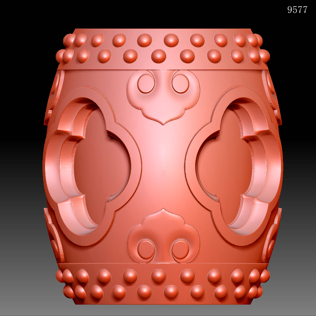 9577鼓凳石雕圆雕图雕刻机3D打印素材STL格式模型图OBJ精雕