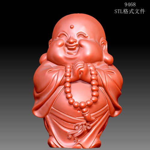 9468弥勒佛笑佛圆雕图雕刻机3D打印素材STL格式模型图OBJ精雕