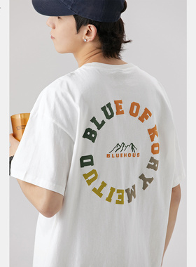 ORLS潮牌圆形字母印花纯棉短袖t恤男女夏宽松休闲情侣半袖体恤衫