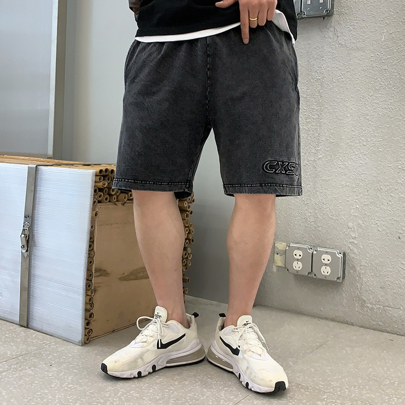 2022牛仔短裤男潮夏季五分破洞复古潮牌休闲男短裤A438-5227-P45，男装牛仔裤，电商A438