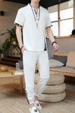夏季冰丝短袖t恤2025新款风套装唐装宽松汉服A438-2201-P65，男装T恤，电商A438