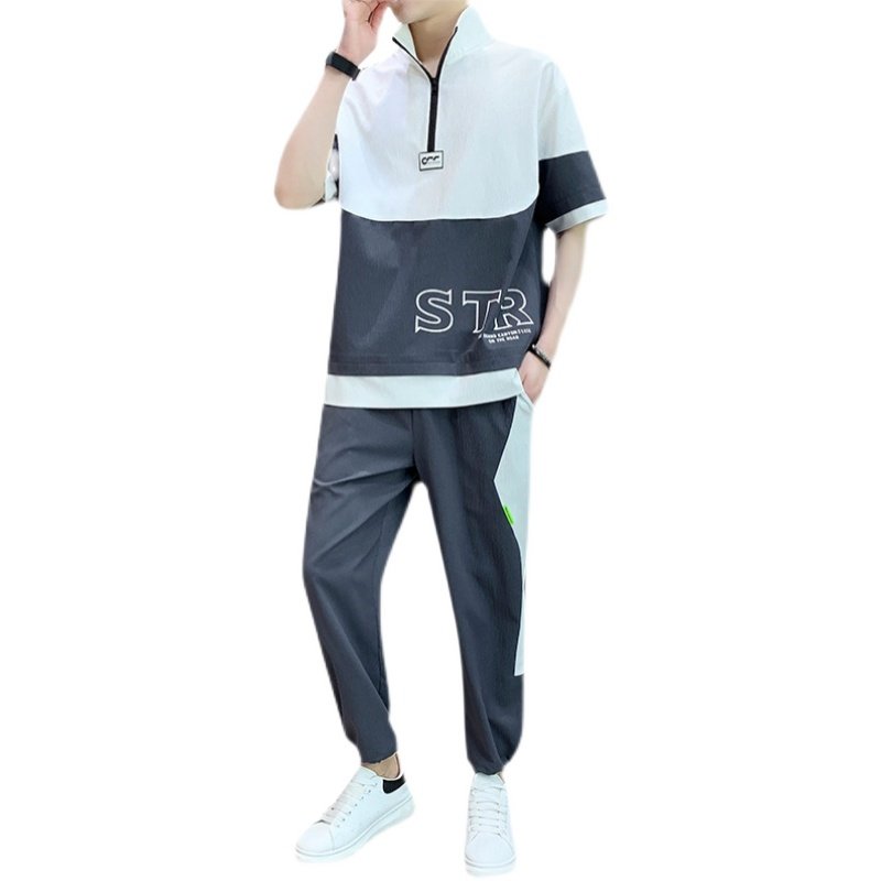 2025男生t恤套装夏季新款韩版潮流短袖衣服帅气一套A438-611-P70,男装T恤,电商A438
