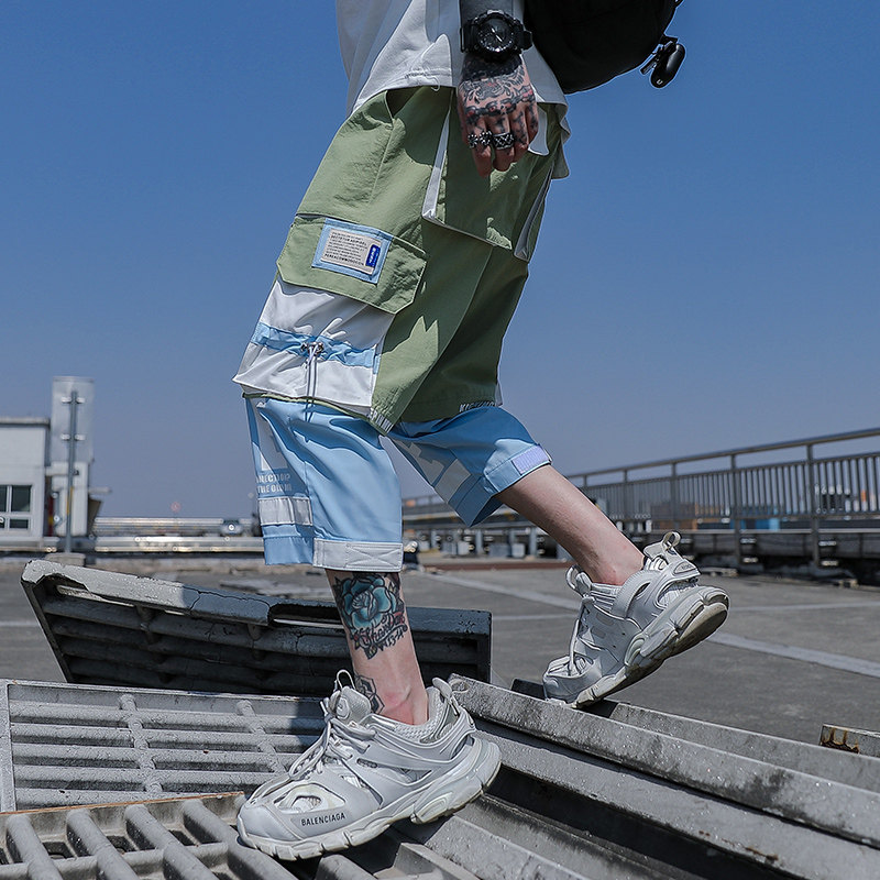 潮牌机能工装高街嘻哈潮流宽松夏季男短裤A438-C3006-P4579,男装牛仔裤,电商A438