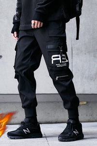 5163 冬装新款加绒加厚潮牌大口袋工装裤男宽松束脚裤图片