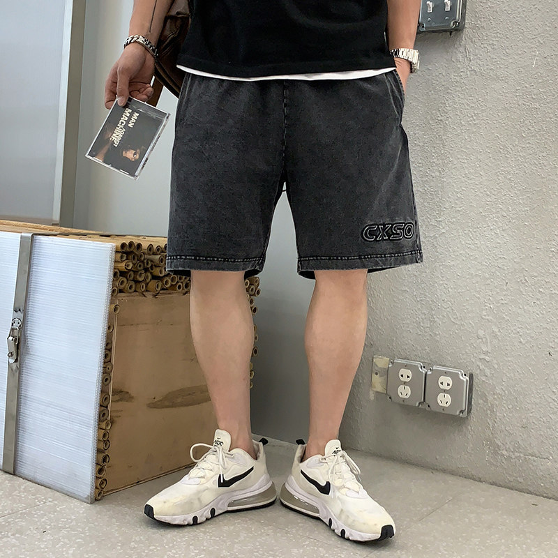 2022牛仔短裤男潮夏季五分破洞复古潮牌休闲男短裤A438-5227-P45,男装牛仔裤,电商A438